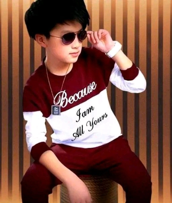 Trendy kids Round neck tshirt  - Maroon, 34