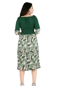 Charming Rayon Midi Length Dress For Women - Green, L