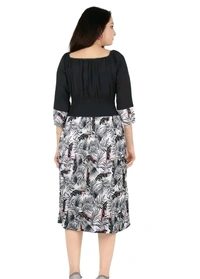 Charming Rayon Midi Length Dress For Women - Black, XL