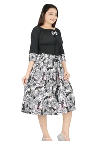 Charming Rayon Midi Length Dress For Women - Black, XL