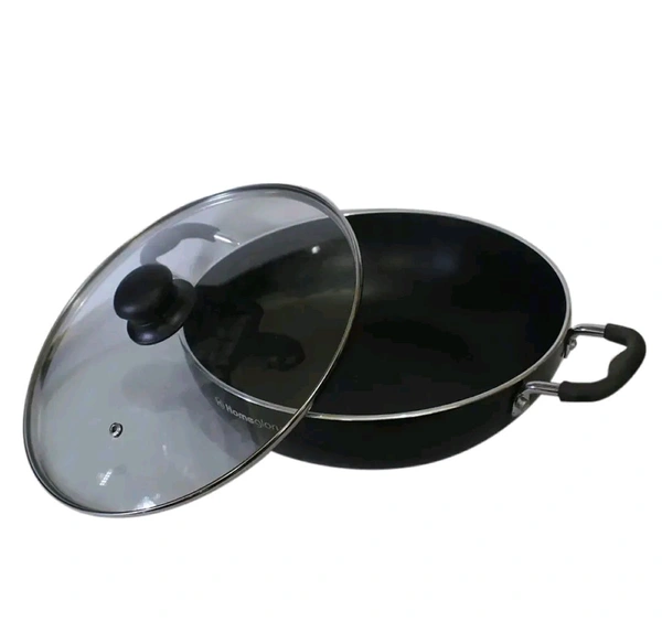 CROSS PAN  Non Stick Kadai With 3 Way Non Stick Coating 24Cm Induction And Gas Stove Compatible Aluminum Black Granite Finish