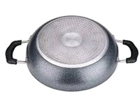 CROSS PAN  Non Stick Kadai With 3 Way Non Stick Coating 24Cm Induction And Gas Stove Compatible Aluminum Black Granite Finish