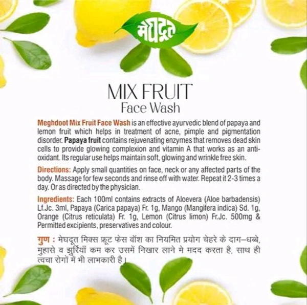 Meghdoot  MEGHDOOT HERBAL MIX FRUIT FACE WASH 60ML (PACK OF 06) Professional Face Wash 