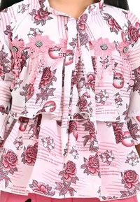 Sagun Dresses Pista Printed Beautiful Design Top and Trousers Set| Long Sleeve Top and Stretchable Bottom Set For Baby Girls, Kids - Pink Flamingo, 18-24 Months