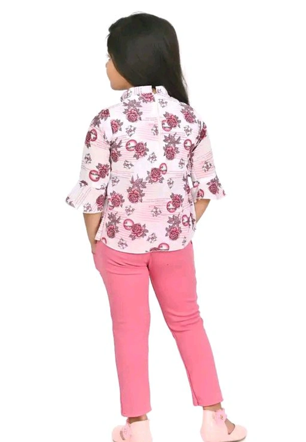 Sagun Dresses Pista Printed Beautiful Design Top and Trousers Set| Long Sleeve Top and Stretchable Bottom Set For Baby Girls, Kids - Pink Flamingo, 4-5 Yr