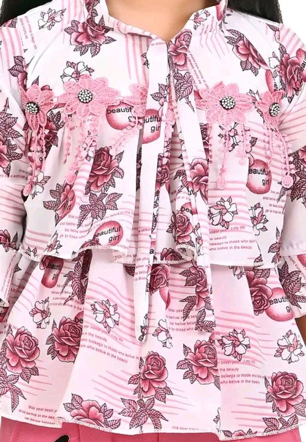 Sagun Dresses Pista Printed Beautiful Design Top and Trousers Set| Long Sleeve Top and Stretchable Bottom Set For Baby Girls, Kids - Pink Flamingo, 4-5 Yr