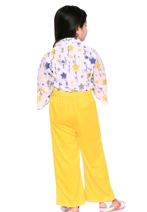 SAGUN DRESSES Chiffon Printed Top and Plazzo Top and Plazzo Sets for Kids' Perfect Party Look Dress - Yellow, 6-7 Yr