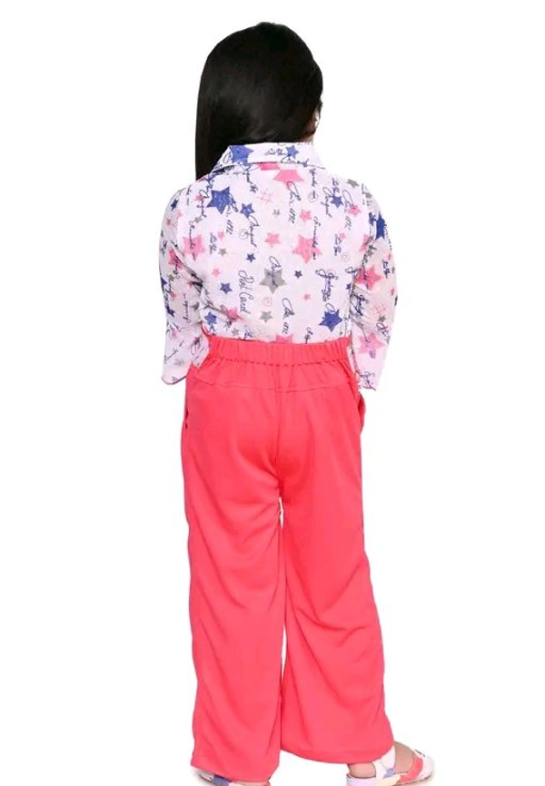 SAGUN DRESSES Chiffon Printed Top and Plazzo Top and Plazzo Sets for Kids' Perfect Party Look Dress - Red Orange, 7-8yr