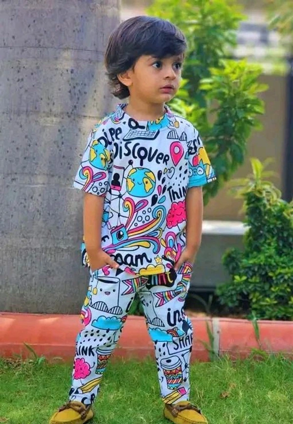 Kids Boys & Girls Full Sleeve and Round Neck Top & Bottom Set Look Stylish and Attracted Comfy For Any Casual and Festive Purpose - 7-8 Yr