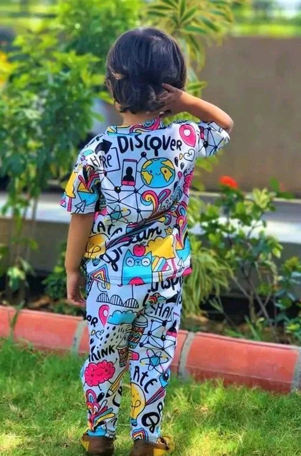 Kids Boys & Girls Full Sleeve and Round Neck Top & Bottom Set Look Stylish and Attracted Comfy For Any Casual and Festive Purpose - 7-8 Yr