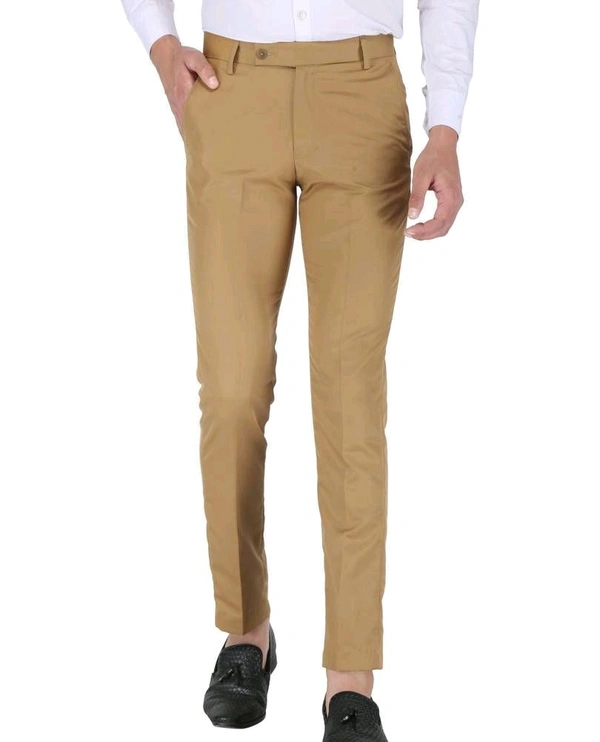 Polyester Mid Rise Formal Trousers For Men - Golden Tainoi, 28