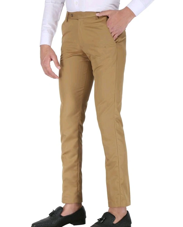 Polyester Mid Rise Formal Trousers For Men - Golden Tainoi, 28