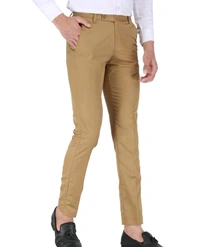Polyester Mid Rise Formal Trousers For Men - Golden Tainoi, 28