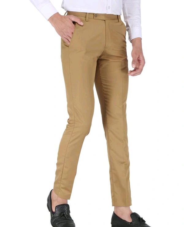 Polyester Mid Rise Formal Trousers For Men - Golden Tainoi, 28