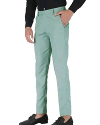 Polyester Mid Rise Formal Trousers For Men - Jungle Mist, 32