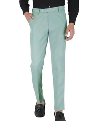 Polyester Mid Rise Formal Trousers For Men - Jungle Mist, 32