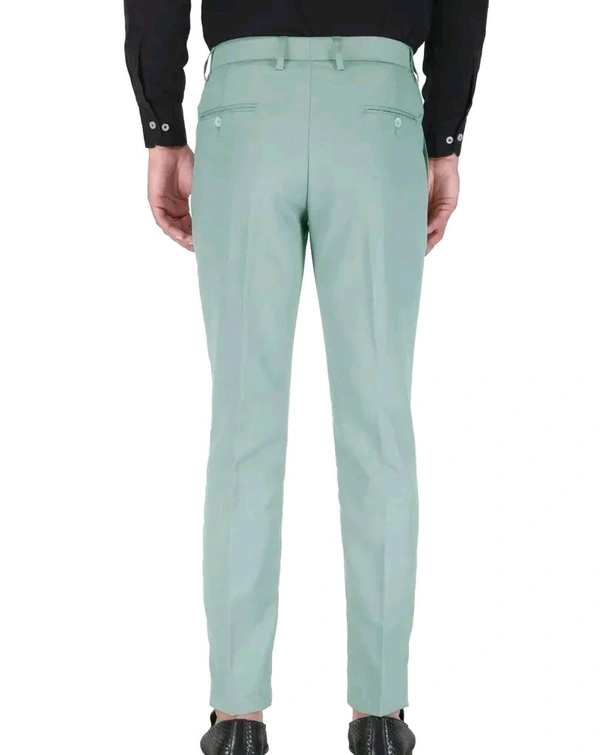 Polyester Mid Rise Formal Trousers For Men - Jungle Mist, 36