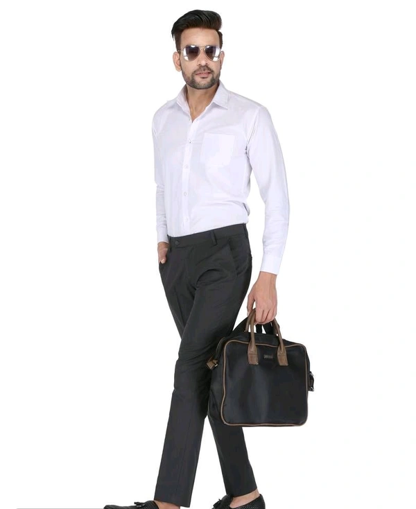 Polyester Mid Rise Formal Trousers For Men - Dove Gray, 42