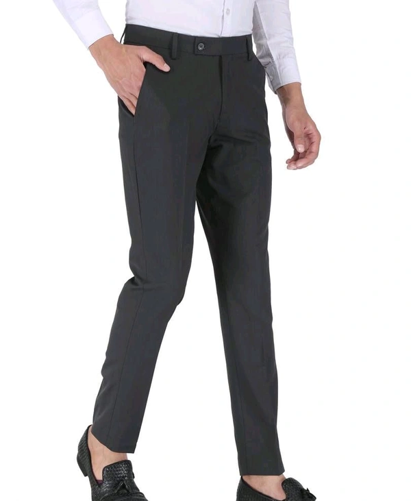 Polyester Mid Rise Formal Trousers For Men - Dove Gray, 42