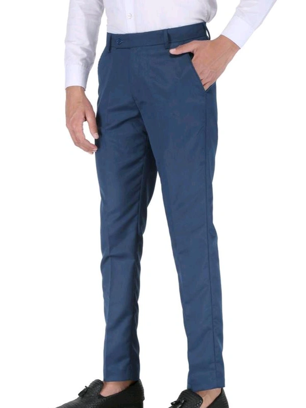 Polyester Mid Rise Formal Trousers for men - Navy Blue, 28