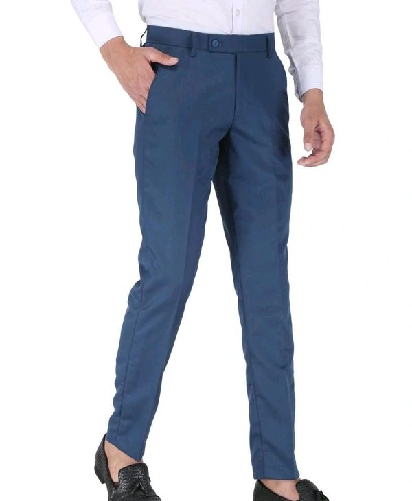 Polyester Mid Rise Formal Trousers for men - Navy Blue, 40