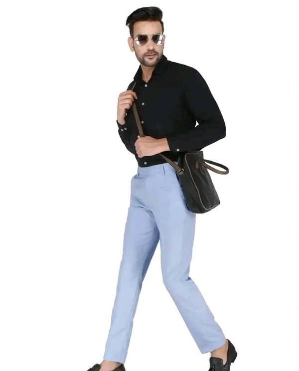 Polyester Mid Rise Formal Trousers for men - Blue, 44