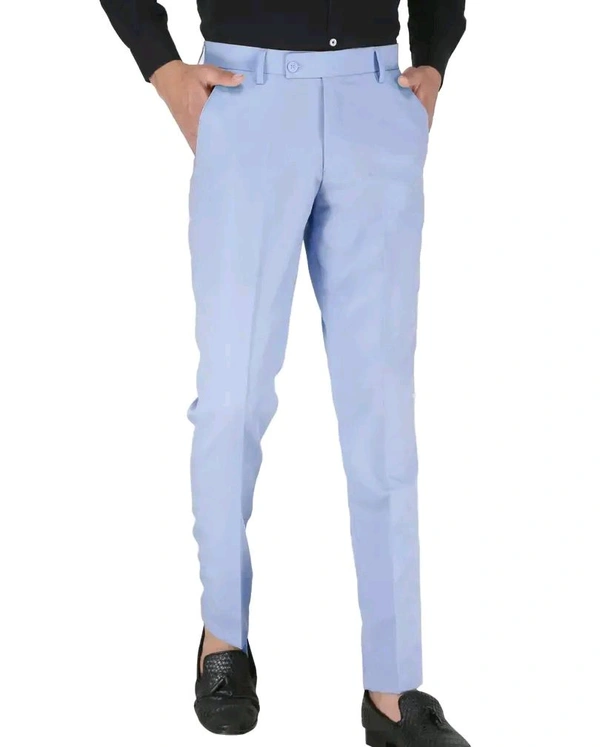 Polyester Mid Rise Formal Trousers for men - Blue, 44