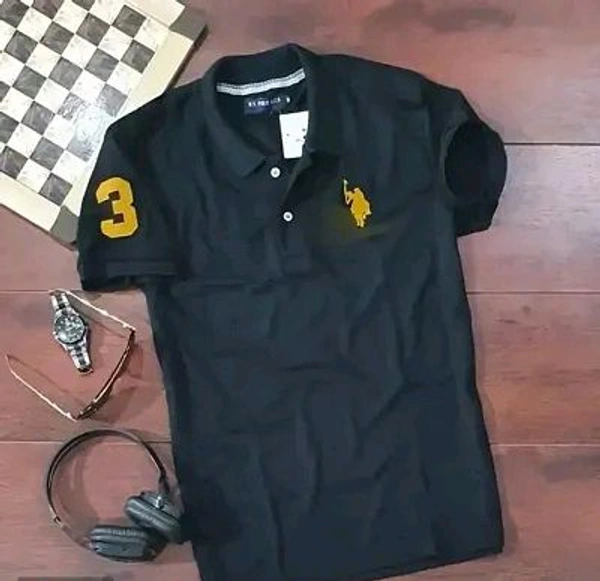 USPA Polycotton Polos For Men - L, Black