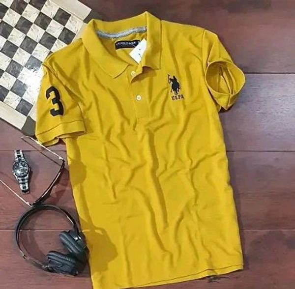 USPA Polycotton Polos For Men - M, Yellow