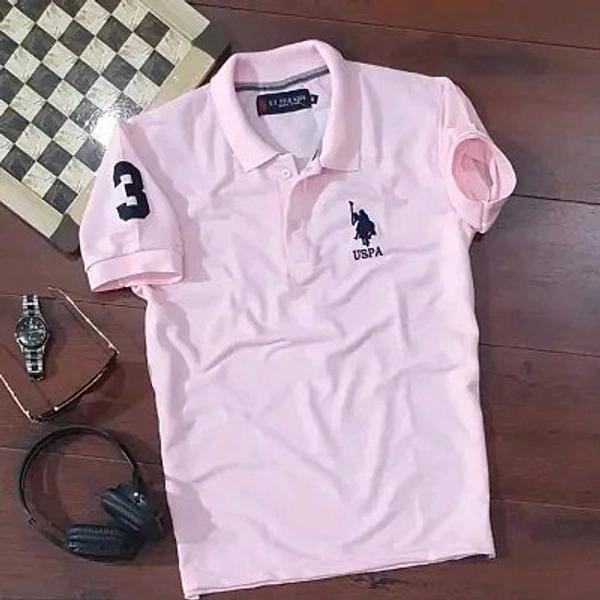 USPA Polycotton Polos For Men - Pink Lace, L