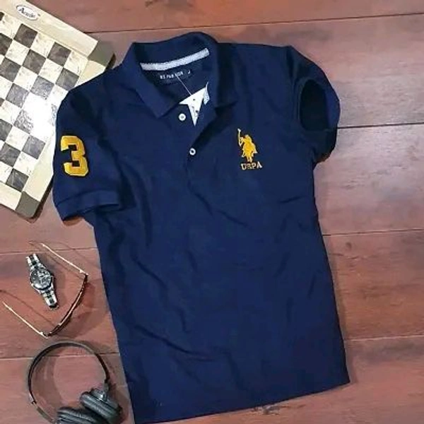 USPA Polycotton Polos For Men - Navy Blue, M