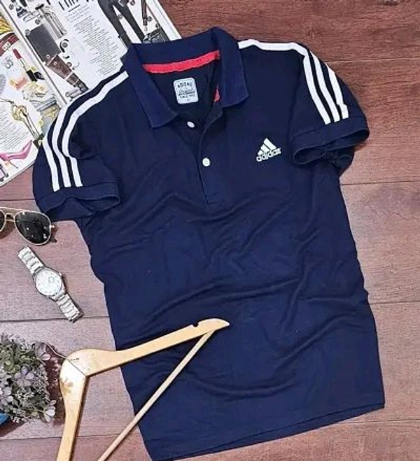 Adidas  Fine Matty Polo Tshirts For Men - Blue, M