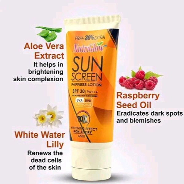 Nutriglow  Sunscreen Fairness Lotion SPF 30 PA+++ For All Skin Types, Each 65 ml (Pack of 3)