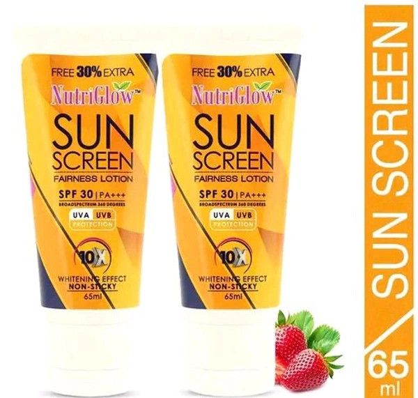 Nutriglow  utriglow Set of 2 Sun Screen Fairness Lotion SPF 30, Non Sticky and Whitening Effect (65ml Each)