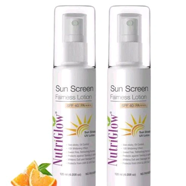Nutriglow Set of 2 Sunscreen Fairness Lotion SPF 40 PA+++, UVA and UVB Rays Protection, For All Skin Types 120ml Each