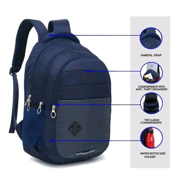 Bagwala Backpack Durable Backpack Casual Large-Capacity Male Travel Junior High School India Version Female Student Trendy Bags - Blue