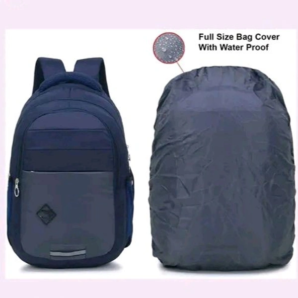 Bagwala Backpack Durable Backpack Casual Large-Capacity Male Travel Junior High School India Version Female Student Trendy Bags - Blue