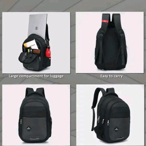 Bagwala Backpack Durable Backpack Casual Large-Capacity Male Travel Junior High School India Version Female Student Trendy Bags - Black
