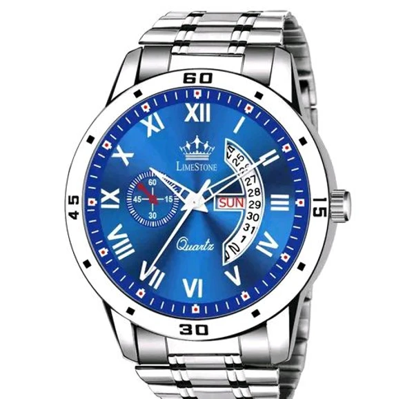 LIMESTONE Colorful Men Blue Metal Analog Watch