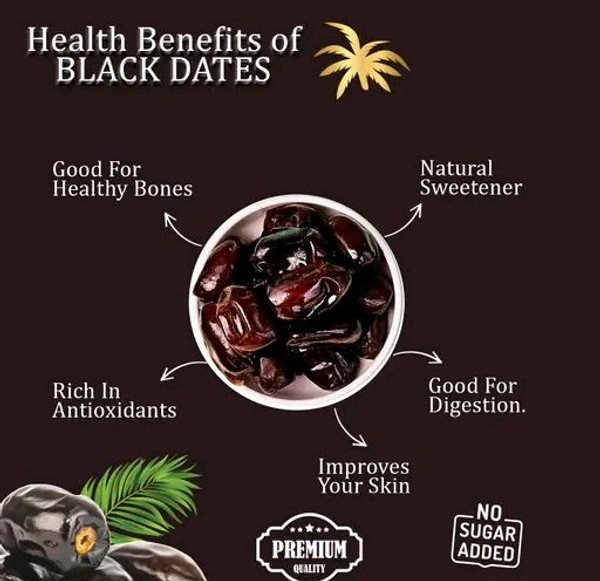 Nutrovalley  NutroVally - Premium Black Dates for Strong Bones | 100% Fresh & Natural | Antioxidants Rich Dry Dates - 1200gm