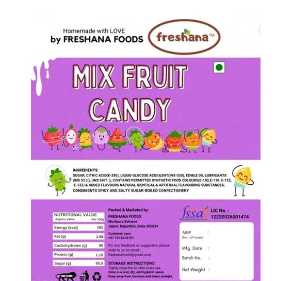 Freshana Mix Fruit Candy 200G Mouth Freshener Colourful Candies Khati Meethi Goli for Kids