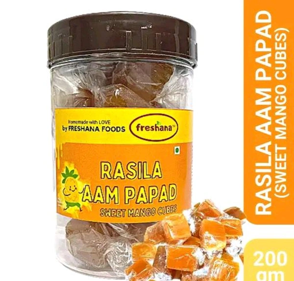 Freshana Rasila Aam Papad 200G Sweet Mango Cube Bites Khatta Meetha Mango Papad with More Pulp Than Sugar Mango Jelly Candy