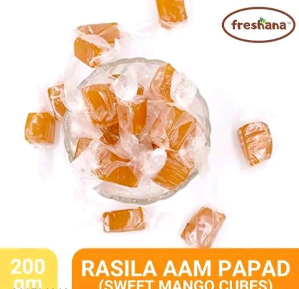 Freshana Rasila Aam Papad 200G Sweet Mango Cube Bites Khatta Meetha Mango Papad with More Pulp Than Sugar Mango Jelly Candy