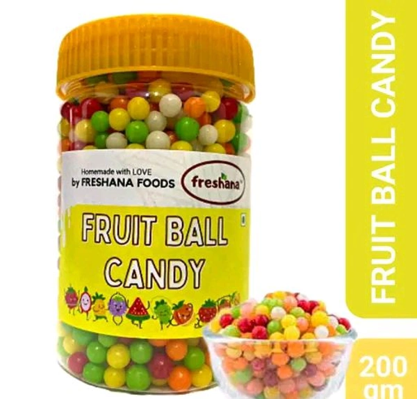 Frershana Fruit Ball Candy 200G Yummy Fruit Balls Candy (Multi Color & Mix Fruit) Sour Candy