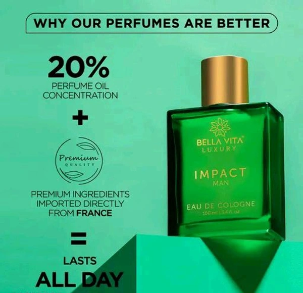 Bella Vita Organic Impact EDC Perfume For Men with Long Lasting Fragrance - 100 ml - Impact  EDC
