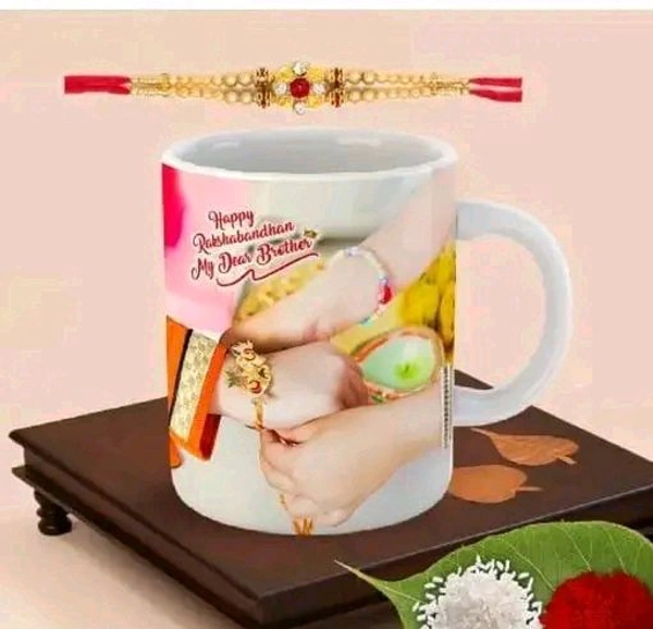 Rakhi, Mug, Chawal Roli Pack Set - Raksha Bandhan Gift, White, Ceramic Mugs, 350ml