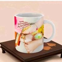 Rakhi, Mug, Chawal Roli Pack Set - Raksha Bandhan Gift, White, Ceramic Mugs, 350ml