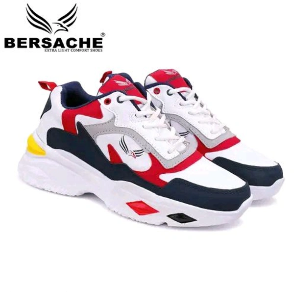 Bersache Men's Bersache Lightweight Casual Shoes with High-Quality Soles | Comfortable Shoes for Sneakers, Walking, Training, and Daily Wear - Red, IND-7