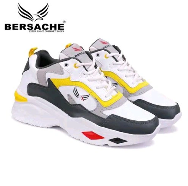 Bersache Men's Bersache Lightweight Casual Shoes with High-Quality Soles | Comfortable Shoes for Sneakers, Walking, Training, and Daily Wear - Yellow, IND-9