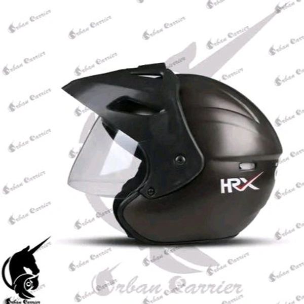 Urban Carrier URBAN CARRIER Dashing ISI Certified Open Face Helmet for Men and Women with Clear Visor Motorbike Helmet-ABS Material - Black